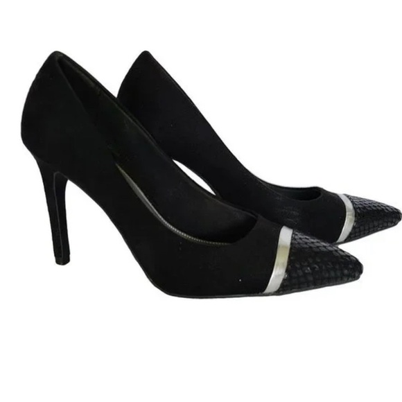 CHRISTIAN SIRIANO black faux suede heels size 7.5 - Picture 2 of 9